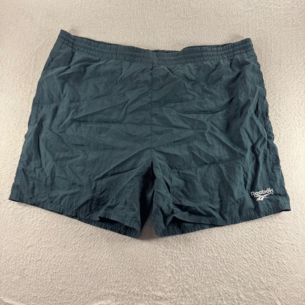 Reebok Swim Trunks Mens XL Teal Vintage Nylon Mesh Lined Beachwear Summer Retro